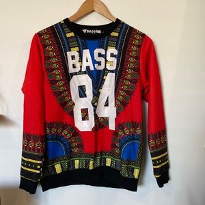 Bass By Ron Bass Tribal Red Pullover Sweater Mens Size Small